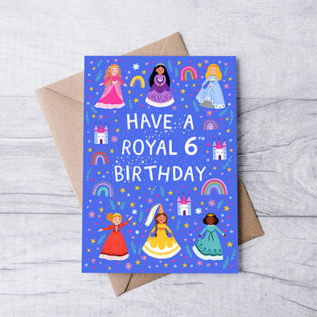 Any Age Princess Birthday Card, Girls Age Birthday Card, 6 of 8