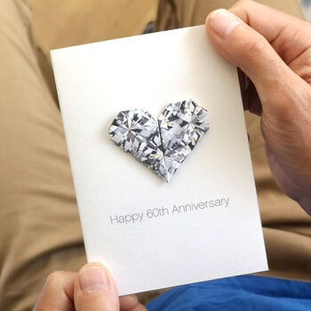 Personalised 60th Diamond Anniversary Origami Heart Card, 7 of 7