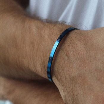 Navy Personalised Cuff Bracelet, 2 of 5
