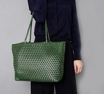 Weaving Vegan Leather Tote, 6 of 12