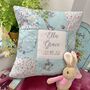 Peter Rabbit Name And Date Cushion Mint And Floral, thumbnail 6 of 9