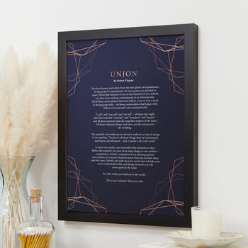 Personalised Navy And Rose Gold Floral Poem Print, 5 of 8