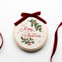 Four” Merry Christmas Wreath With Velvet Bow Beginner Embroidery Kit, Hand Embroidery, thumbnail 3 of 5