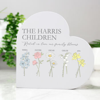 Personalised Family Birth Flowers Heart Ornament, 4 of 8