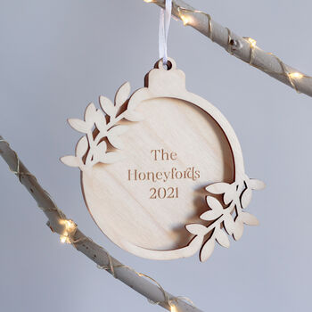 Personalised Wooden Christmas Ornament For Couples, 3 of 4