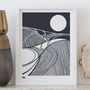 'Harvest Field Moon' Art Print In Sheer Slate, thumbnail 2 of 3