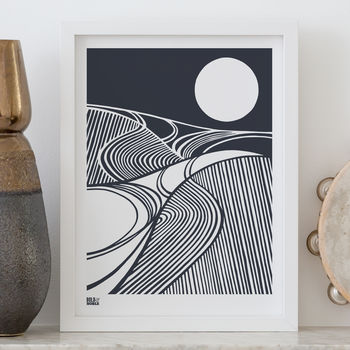 'Harvest Field Moon' Art Print In Sheer Slate, 2 of 3