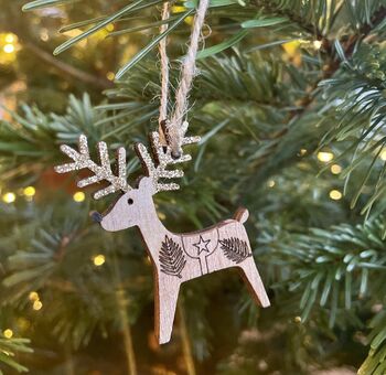 Eight Wooden Reindeer And Tree Decorations / Gift Tags, 2 of 4