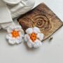 Handmade Crochet Floral Sun Flower Hoop Earring, thumbnail 1 of 3