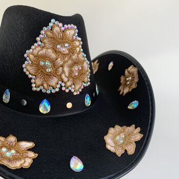 Black And Gold Embroidered Cowboy Hat, 3 of 4