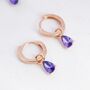 Amethyst Purple Cz Droplet Hoop Earrings, thumbnail 7 of 12
