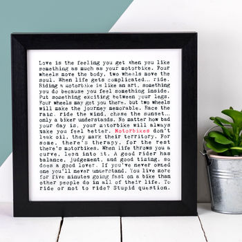 Motorbike Quotes Print, Gift For Motorcyclists, 2 of 8