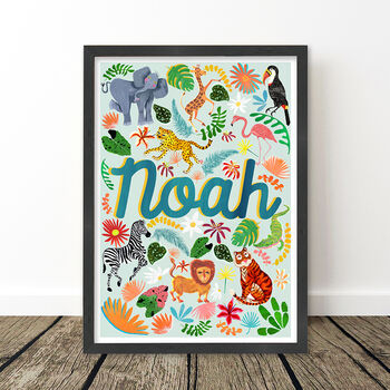 Sea Blue Safari Animal Name Print, 8 of 9