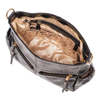 Sale Lennox Midi Black Embossed Leather Handbag, 6 of 9