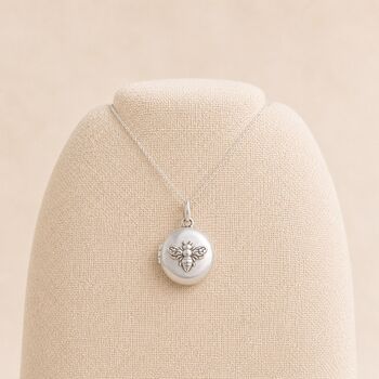 Personalised Sterling Silver Bee Photo Locket Necklace, 3 of 9
