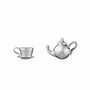 Teapot And Teacup Stud Earrings, Sterling Silver Or Gold Plated, thumbnail 5 of 5