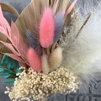 Pink And Blue Dried Gender Reveal Party Flower Bouquet, 4 of 5