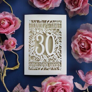 Personalised Papercut Flower Anniversary Card, 2 of 12