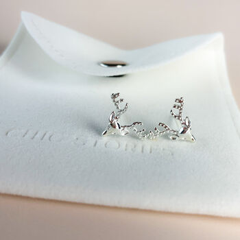 Sterling Silver Stag Head Stud Earrings, 5 of 6