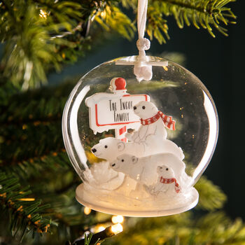 Personalised North Pole Polar Bear Family Bauble, 4 of 5