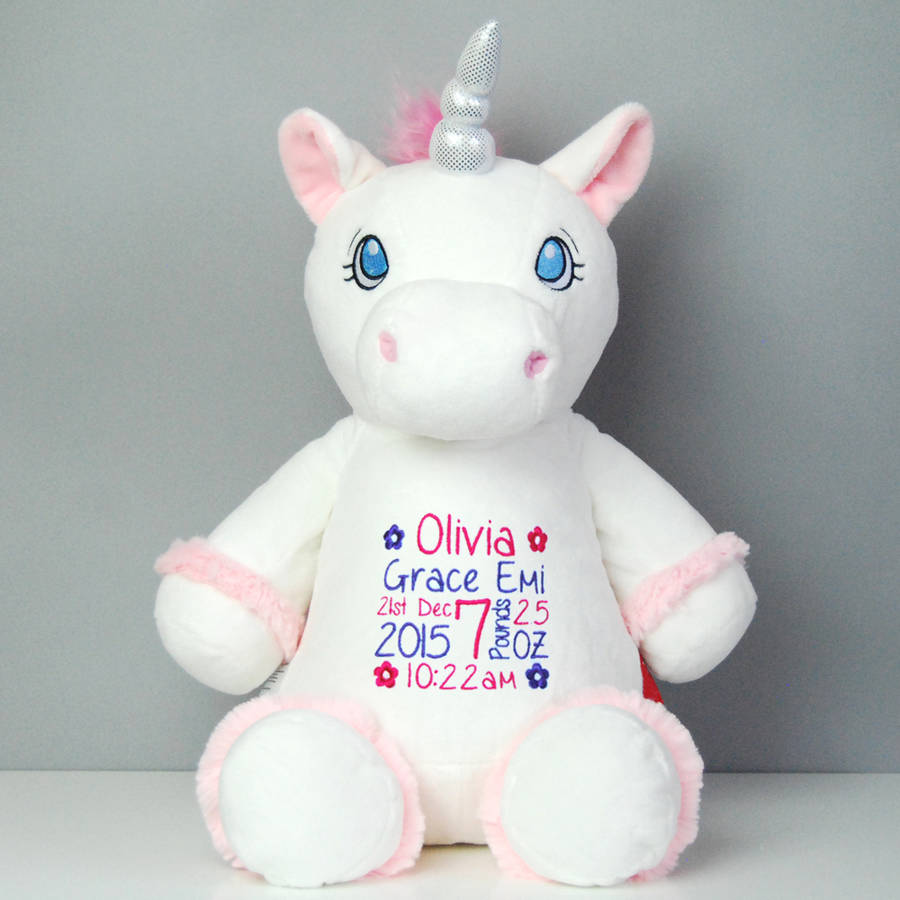 Personalised New Baby Unicorn Soft Toy, 1 of 6