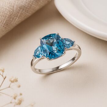 9ct White Gold London Blue Topaz Ring, 2 of 5
