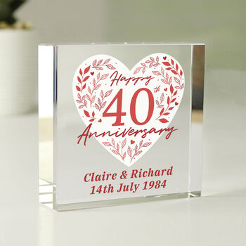 Personalised 40th Ruby Anniversary Crystal Token, 2 of 4
