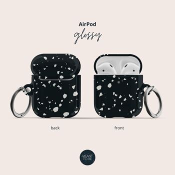 Black Terrazzo Air Pods Case With Keychain, 3 of 5