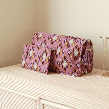 Large Abstract Pattern Quilted Cotton Cosmetic Wash Bag, 2 of 4