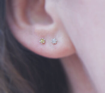 Tiny Grey Diamond Studs In Sterling Silver, 2 of 4