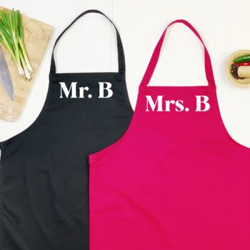 Mr And Mrs Matching Personalised Aprons, 3 of 5