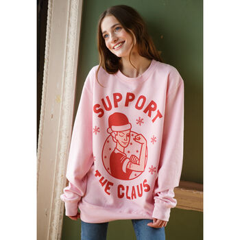 Support The Claus Women's Christmas Jumper, 2 of 8