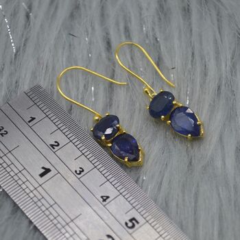 Sapphire Earrings: Gold Or Silver, Minimalist Jewelry, 7 of 11