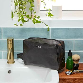 Personalised Leather Wash Bag, 2 of 10