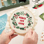Beginner Embroidery Kit Peace Joy Love, thumbnail 1 of 3