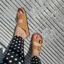 Leather Sandals With Memory Foam Insole In Honey, thumbnail 3 of 8