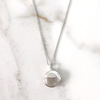 The Orb Clear Quartz April Birthstone Necklace, Silver, 4 of 7