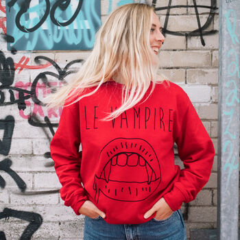 Le Vampire Women’s Halloween Slogan Sweatshirt, 2 of 5