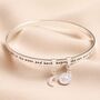 Moon And Sun Meaningful Word Bangle In Silver, thumbnail 1 of 5