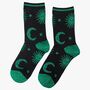 Women's Bamboo Socks Black Green Celestial, thumbnail 1 of 3