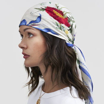 Agnes Tales Square Silk Blend Scarf, 3 of 8