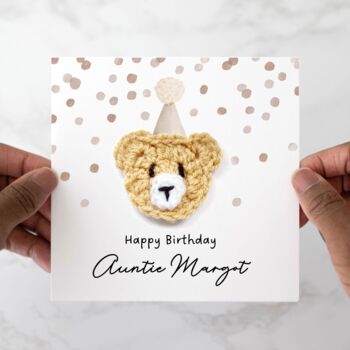 Personalised Crochet Bear Any Age Birthday Card, 3 of 7