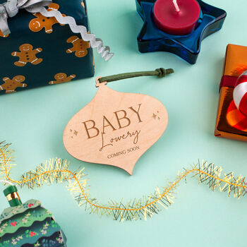Personalised Baby Coming Soon Christmas Bauble, 5 of 6