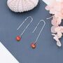 Garnet Red Cz Dot Threader Earrings, thumbnail 1 of 10