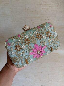 Floral Mint Green Clutch Bag, 12 of 12