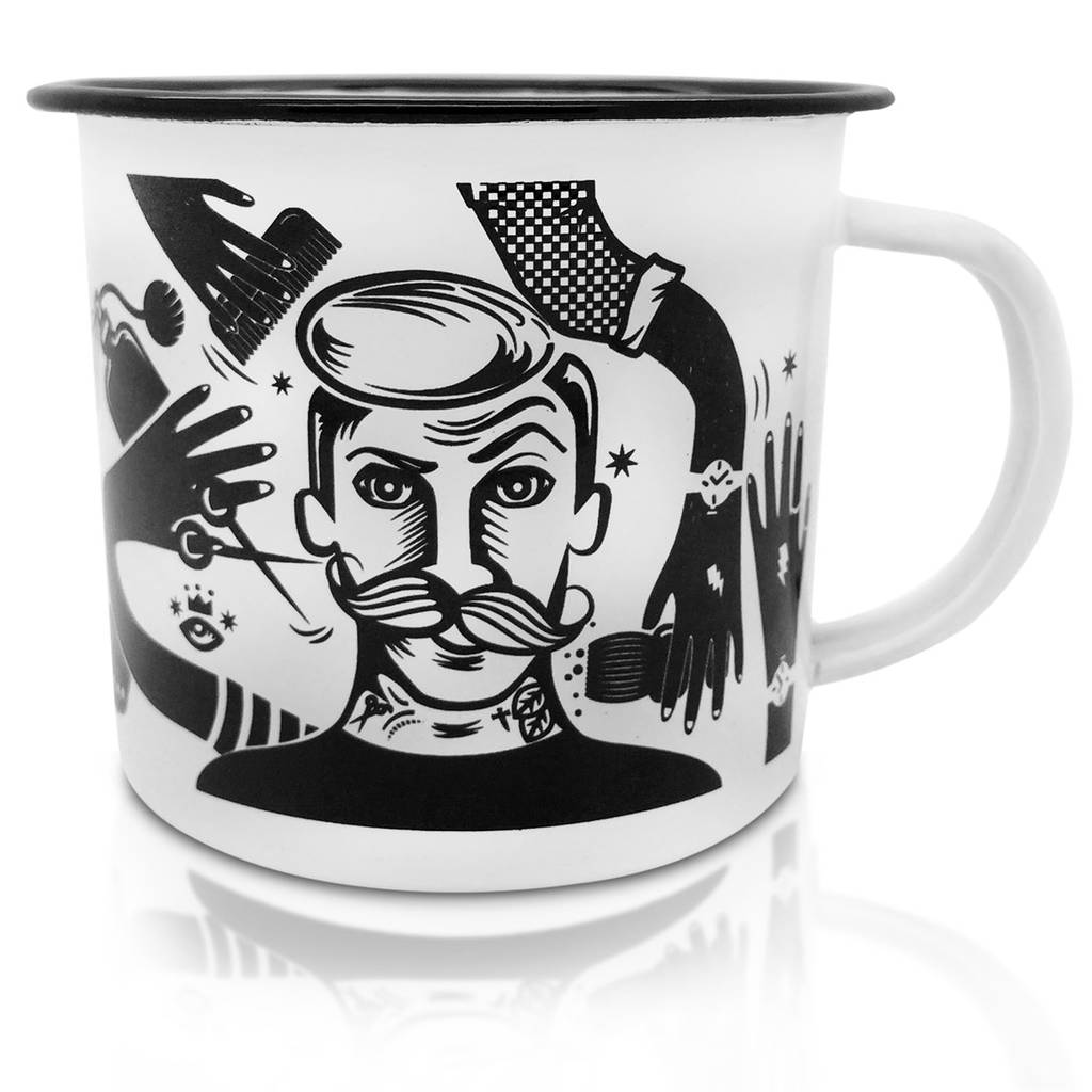 Enamel Gentleman's Grooming Mugs Set Of Four By A Type Of Design