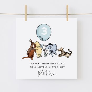 Personalised Winnie The Pooh + Friends Son 2nd Birthday Card *Age Options, 3 of 3