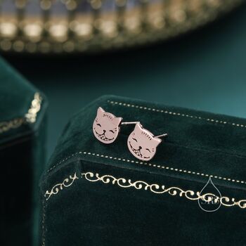 Cheshire Cat Stud Earrings In Sterling Silver, 5 of 10