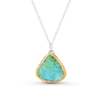 Emerald Turquoise Lagoon Teardrop Silver Pendant, 2 of 4