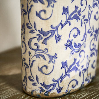 Solene Blue Botanical Bottle Vase, 5 of 7